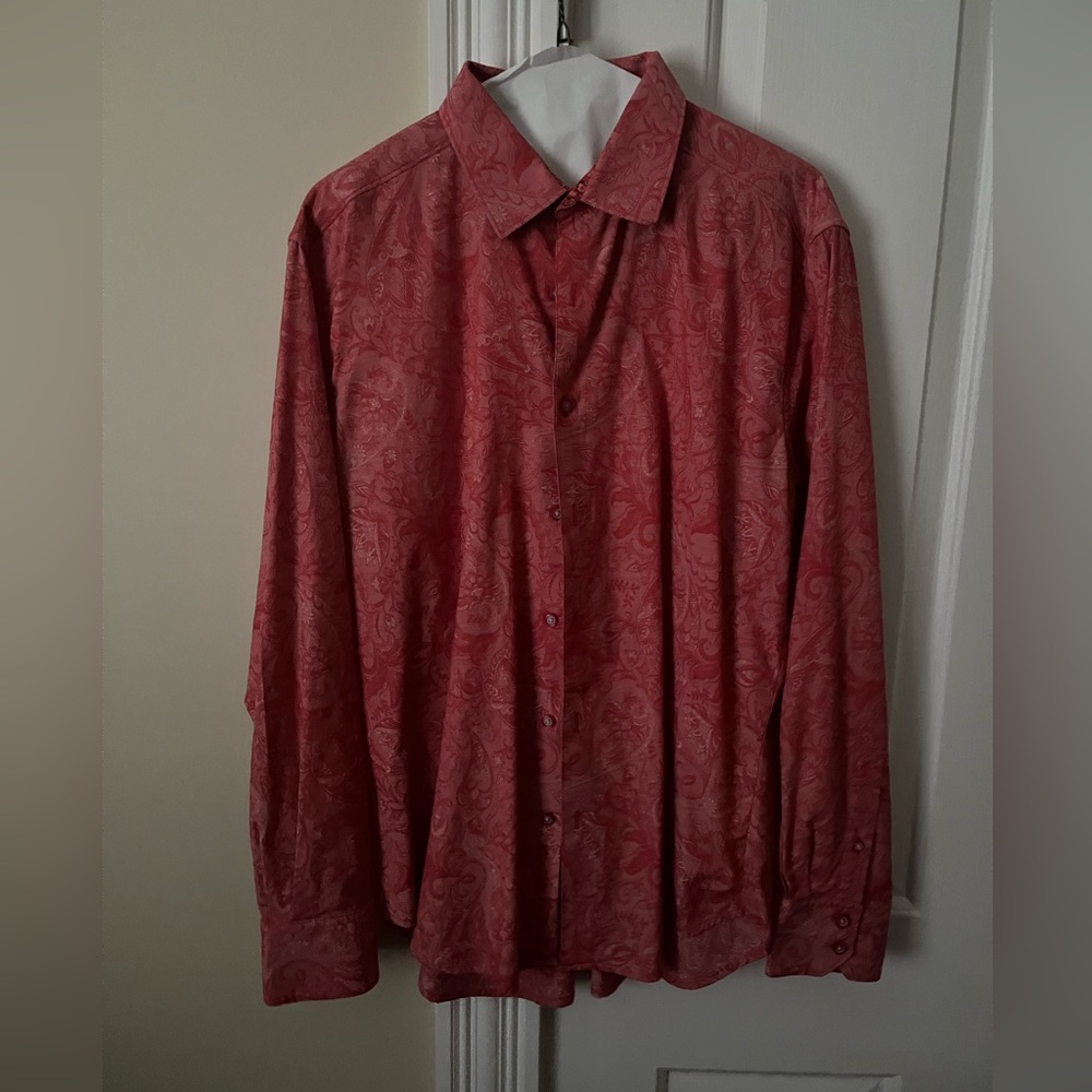 Coral color Paisley Button-Up Shirt - Robert Graham